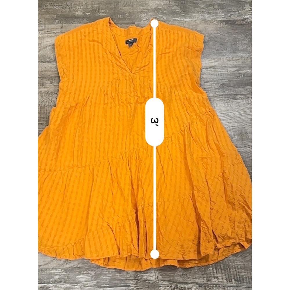 Maeve Anthropologie Orange Textured Stripe Tiered V-Neck Mini Dress Womens XL - Picture 3 of 9